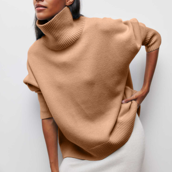 Lilian | Damen Übergroßer Winterpullover mit hohem Kragen
