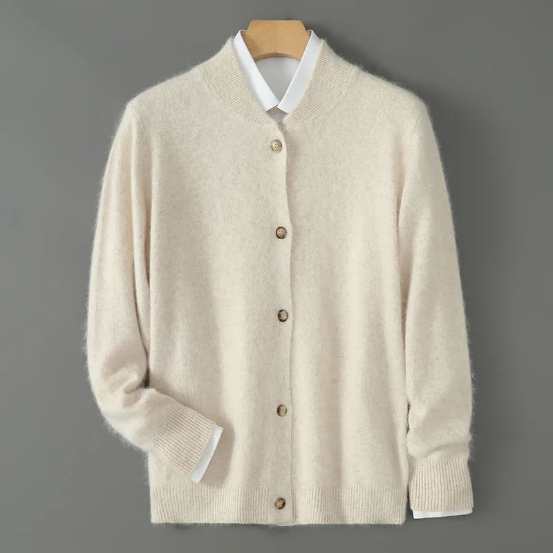 Anke | Damen Weiche Strickjacke mit Knopfleiste vorne