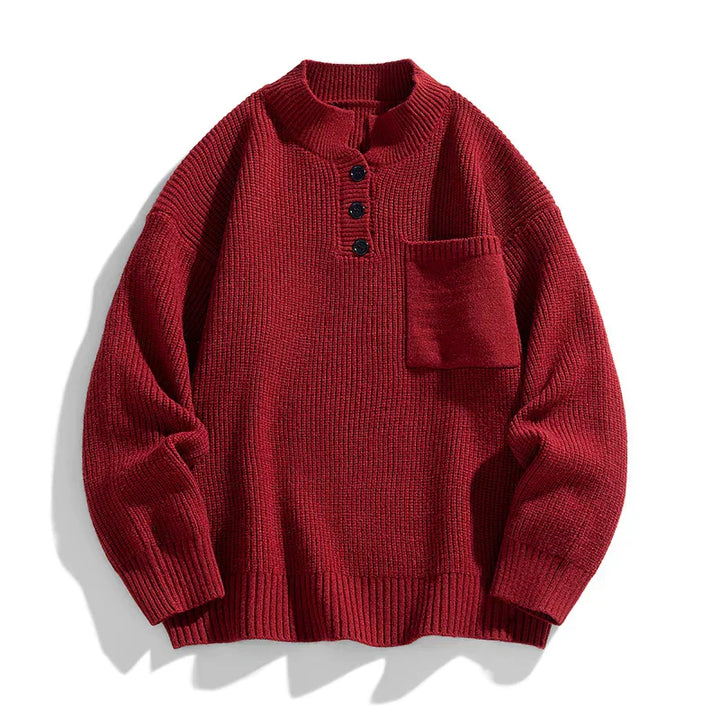 Franziska | Herren Winter-Strickpullover mit Knopfleiste