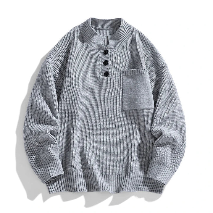 Franziska | Herren Winter-Strickpullover mit Knopfleiste
