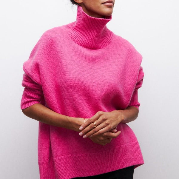 Lilian | Damen Übergroßer Winterpullover mit hohem Kragen