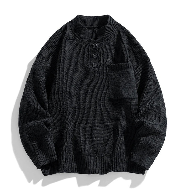 Franziska | Herren Winter-Strickpullover mit Knopfleiste