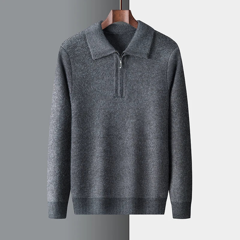 Greta | Herren Winter-Strickpullover mit Half-Zip