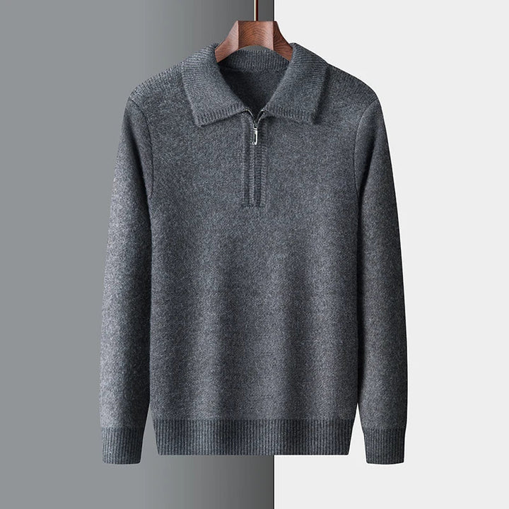 Greta | Herren Winter-Strickpullover mit Half-Zip