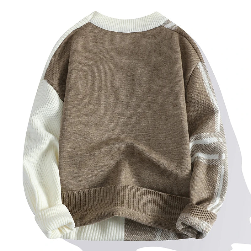 Elfriede | Herren Winter-Colorblock-Rundhals-Pullover
