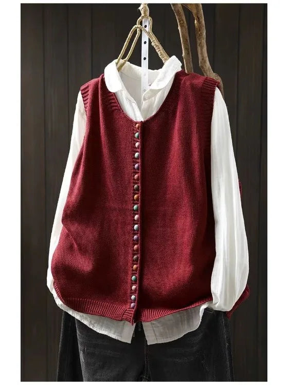 Kerstin | Damen Winter Button-Down Cardigan Weste