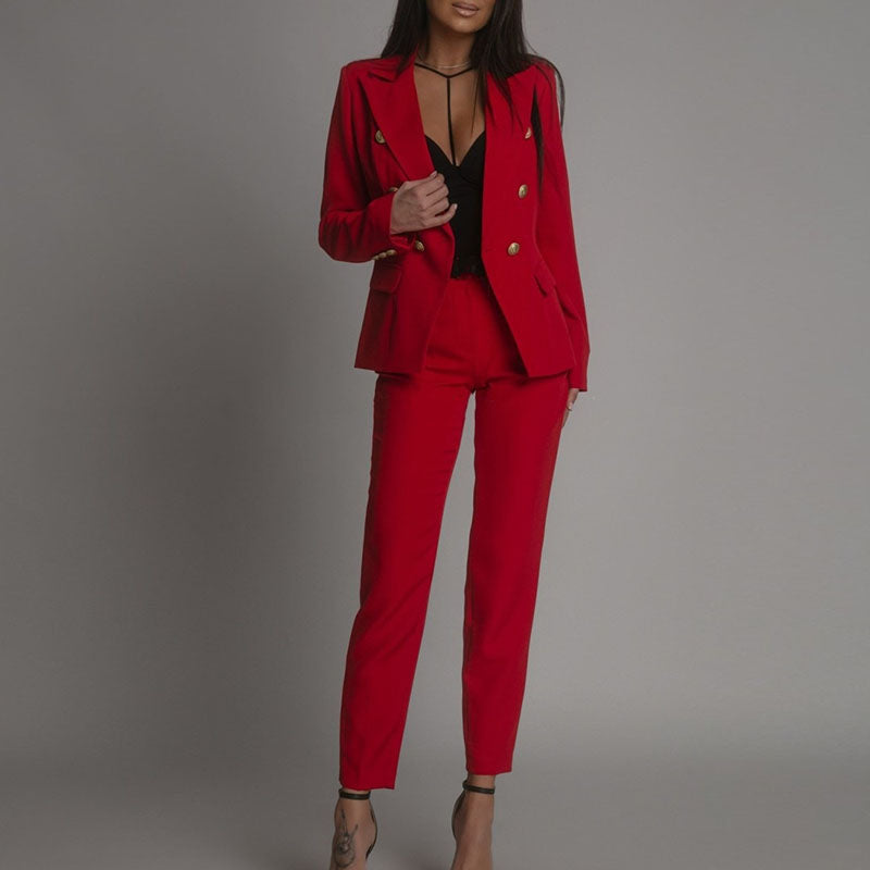 Greta | Damen Zweireihiges Blazer-Hosen-Set