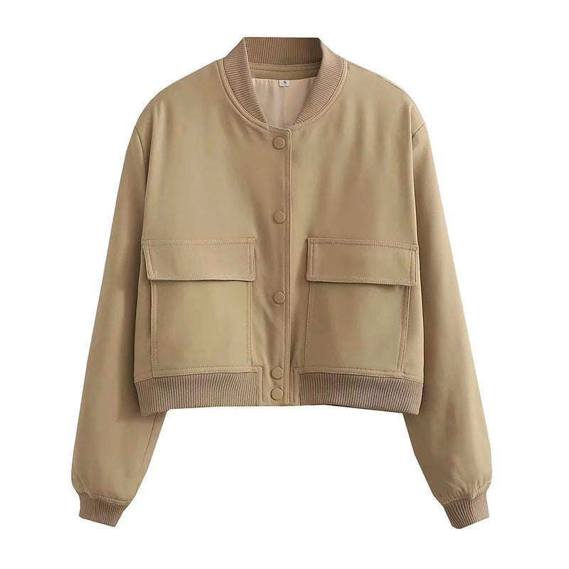 Marie | Damen Kurze Streetwear-Jacke mit Knopfleiste
