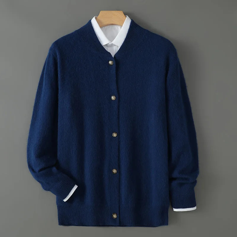 Anke | Damen Weiche Strickjacke mit Knopfleiste vorne