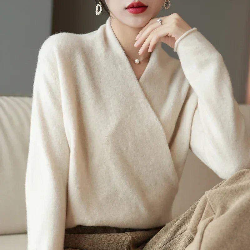 Emilia | Damen Frühlings-Wickelausschnitt-Stricktop