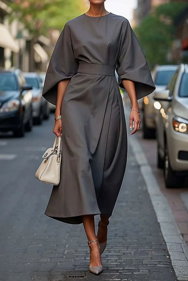 Emma | Elegantes Kleid mit Laternenärmeln und Gürtel