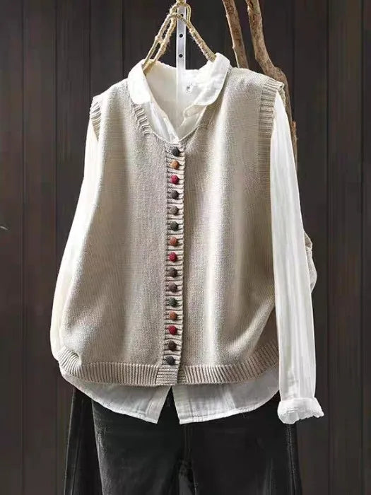 Kerstin | Damen Winter Button-Down Cardigan Weste