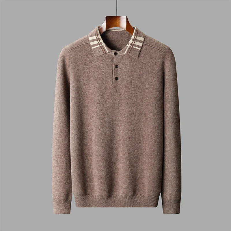 Edith | Herren Winter Klassischer Strick-Polopullover