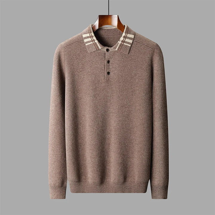 Edith | Herren Winter Klassischer Strick-Polopullover