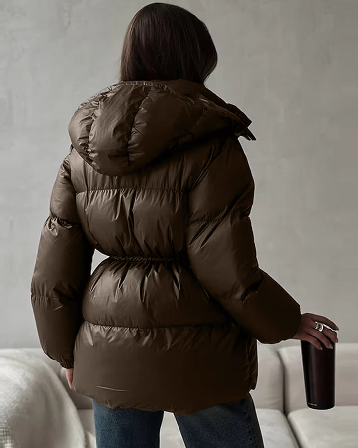 Pauline | Winter-Steppjacke für Damen mit Kordelzug und Glanzfinish