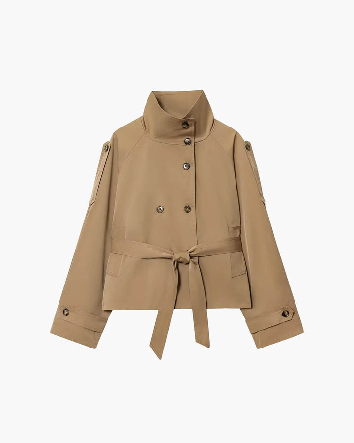 Kerstin | Damen Kurzer Winter-Trenchcoat mit Gürtel