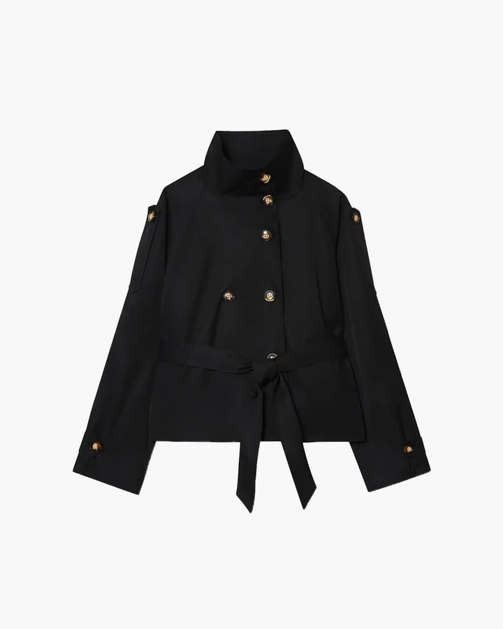 Kerstin | Damen Kurzer Winter-Trenchcoat mit Gürtel