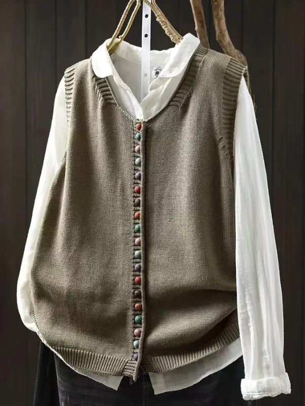 Kerstin | Damen Winter Button-Down Cardigan Weste