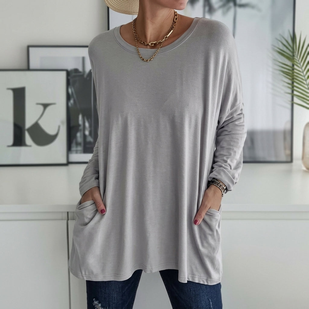 Selina | Damen Lockeres Langarmshirt