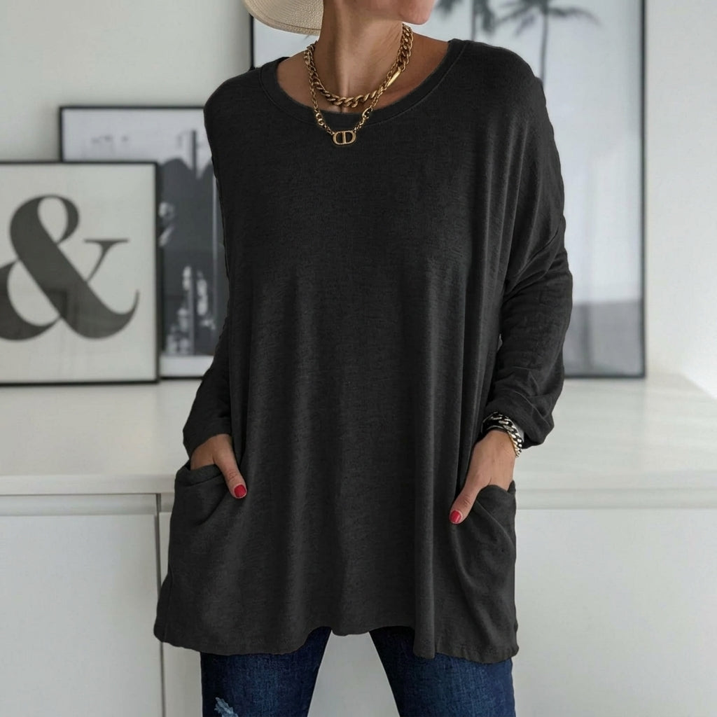 Selina | Damen Lockeres Langarmshirt