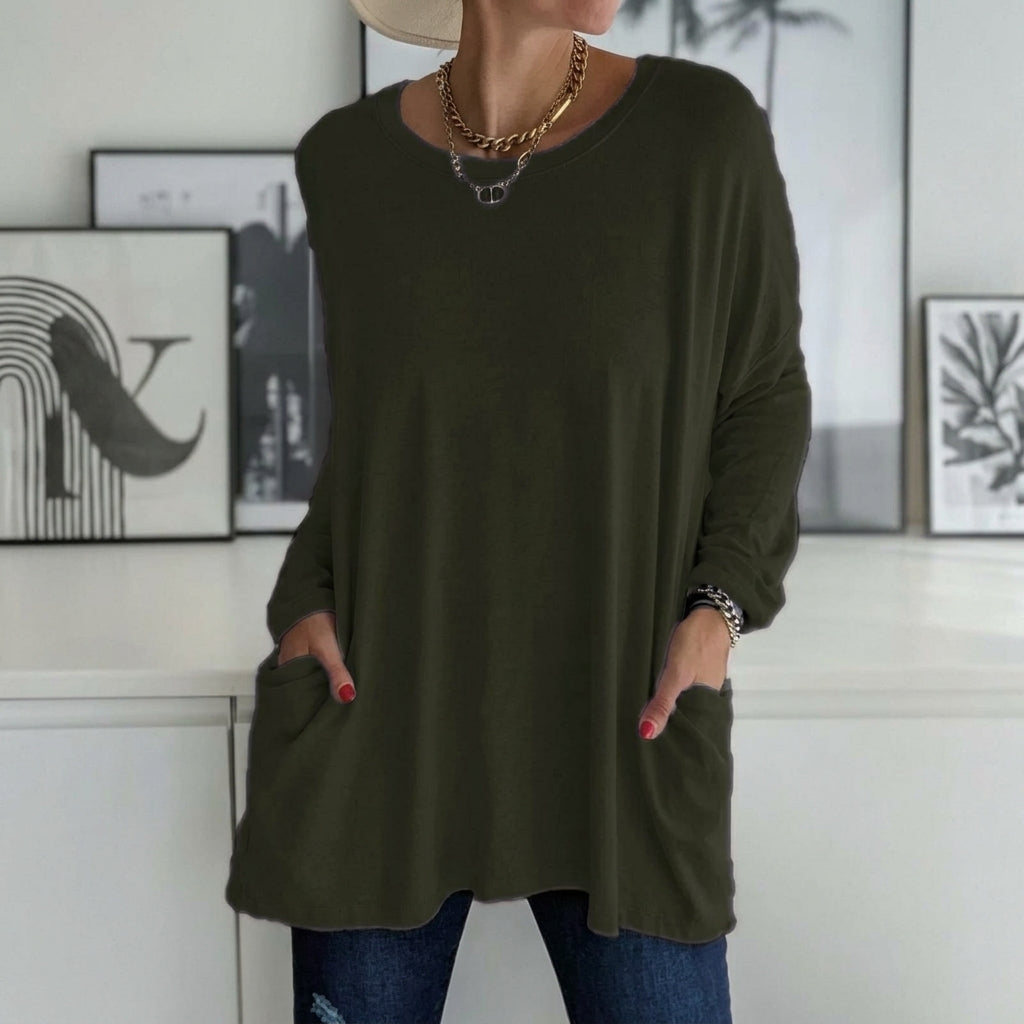 Selina | Damen Lockeres Langarmshirt