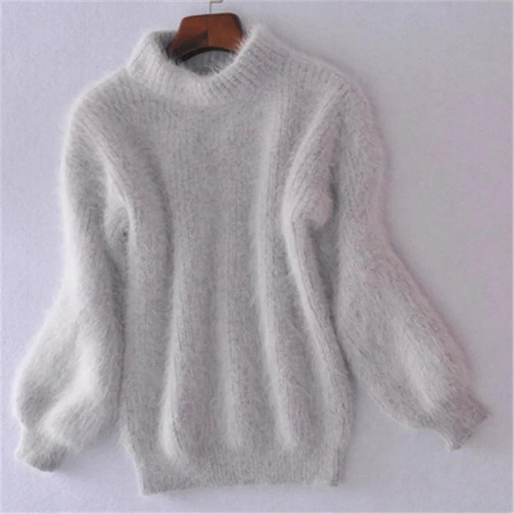 Emilia | Damen Weicher Flauschiger Winterpullover mit hohem Kragen