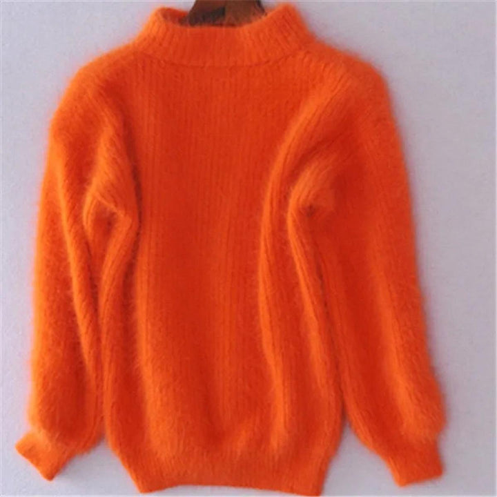 Emilia | Damen Weicher Flauschiger Winterpullover mit hohem Kragen