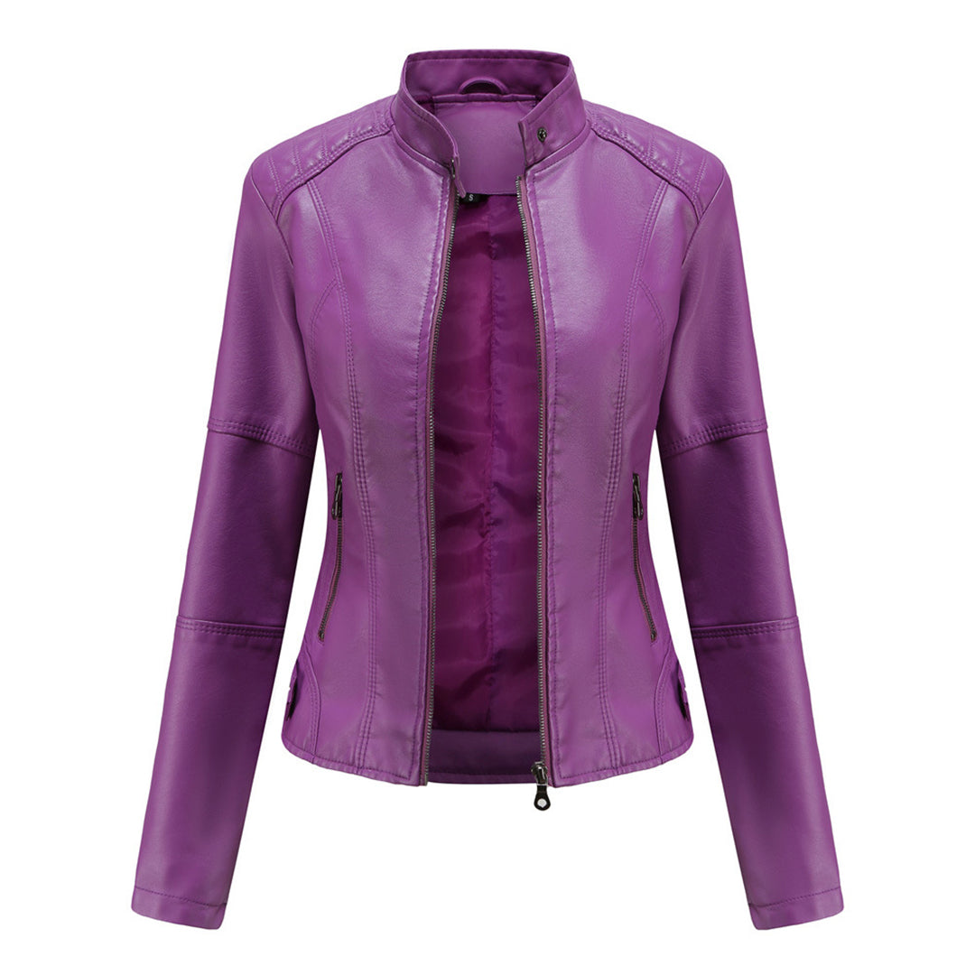 Kirsten | Damen Kunstleder-Bikerjacke mit Reißverschluss