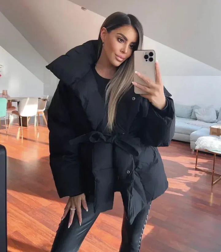 Nadine | Winter-Steppmantel für Damen mit Gürtel