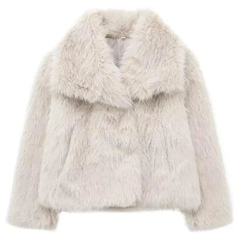 Doris | Damen Gemütliche Kurze Winterjacke aus Kunstfell