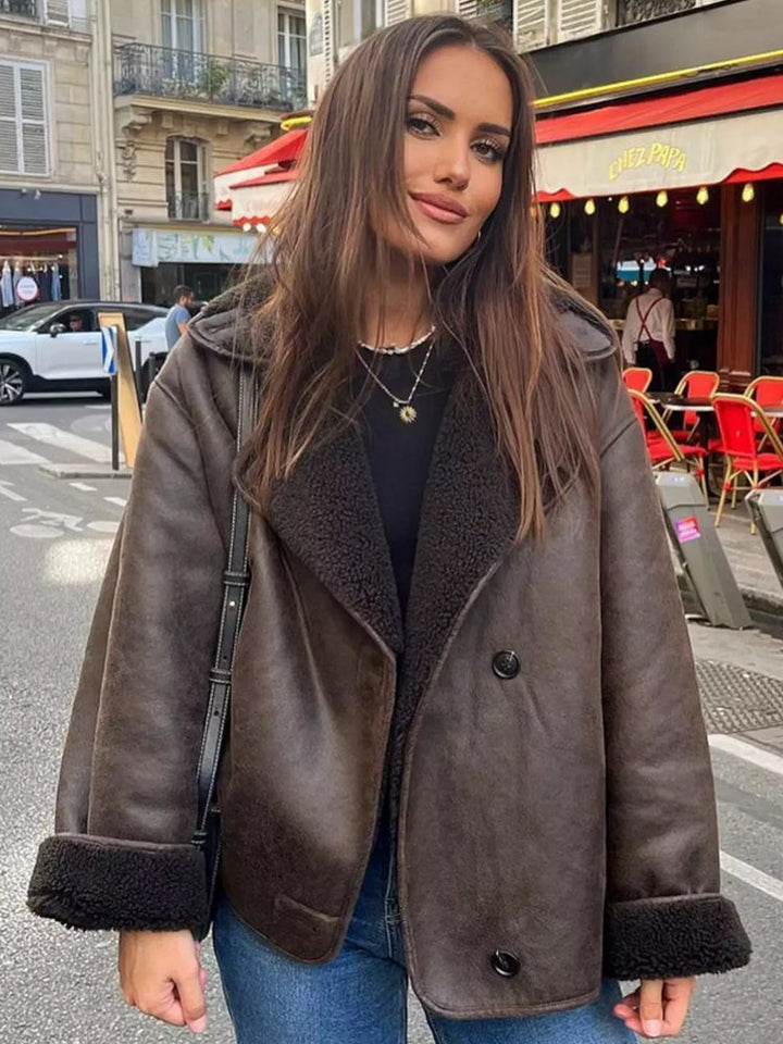 Regine | Damen Locker Geschnittene Leder Winterjacke