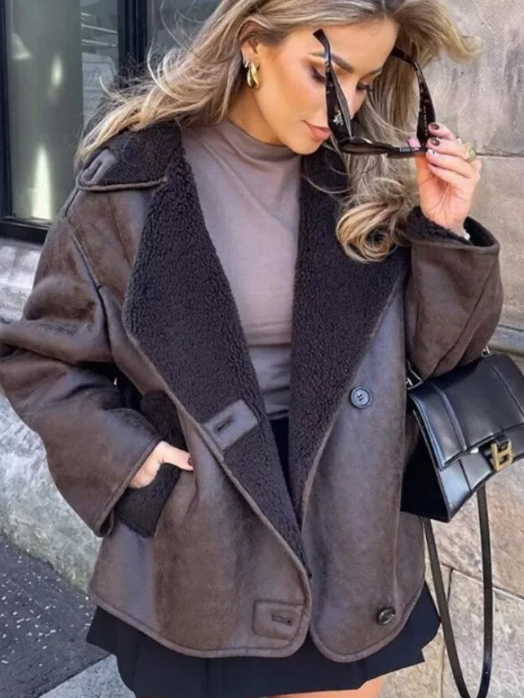 Regine | Damen Locker Geschnittene Leder Winterjacke