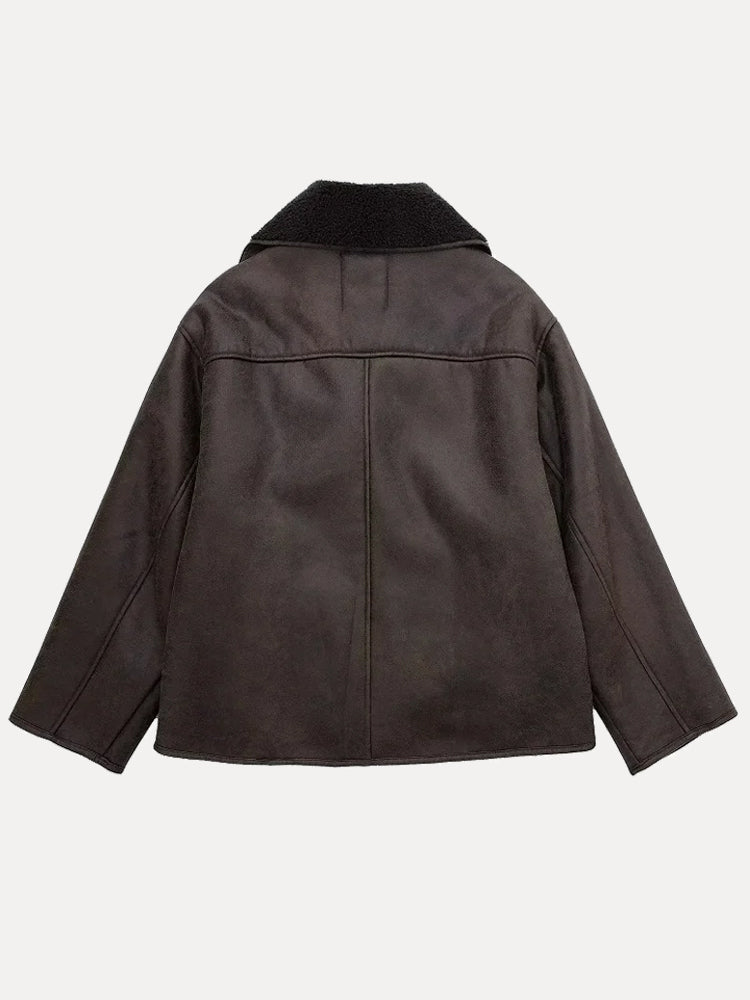 Regine | Damen Locker Geschnittene Leder Winterjacke