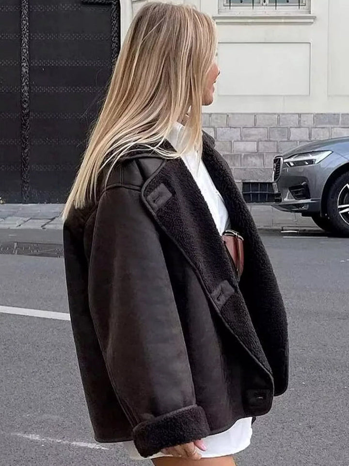 Regine | Damen Locker Geschnittene Leder Winterjacke
