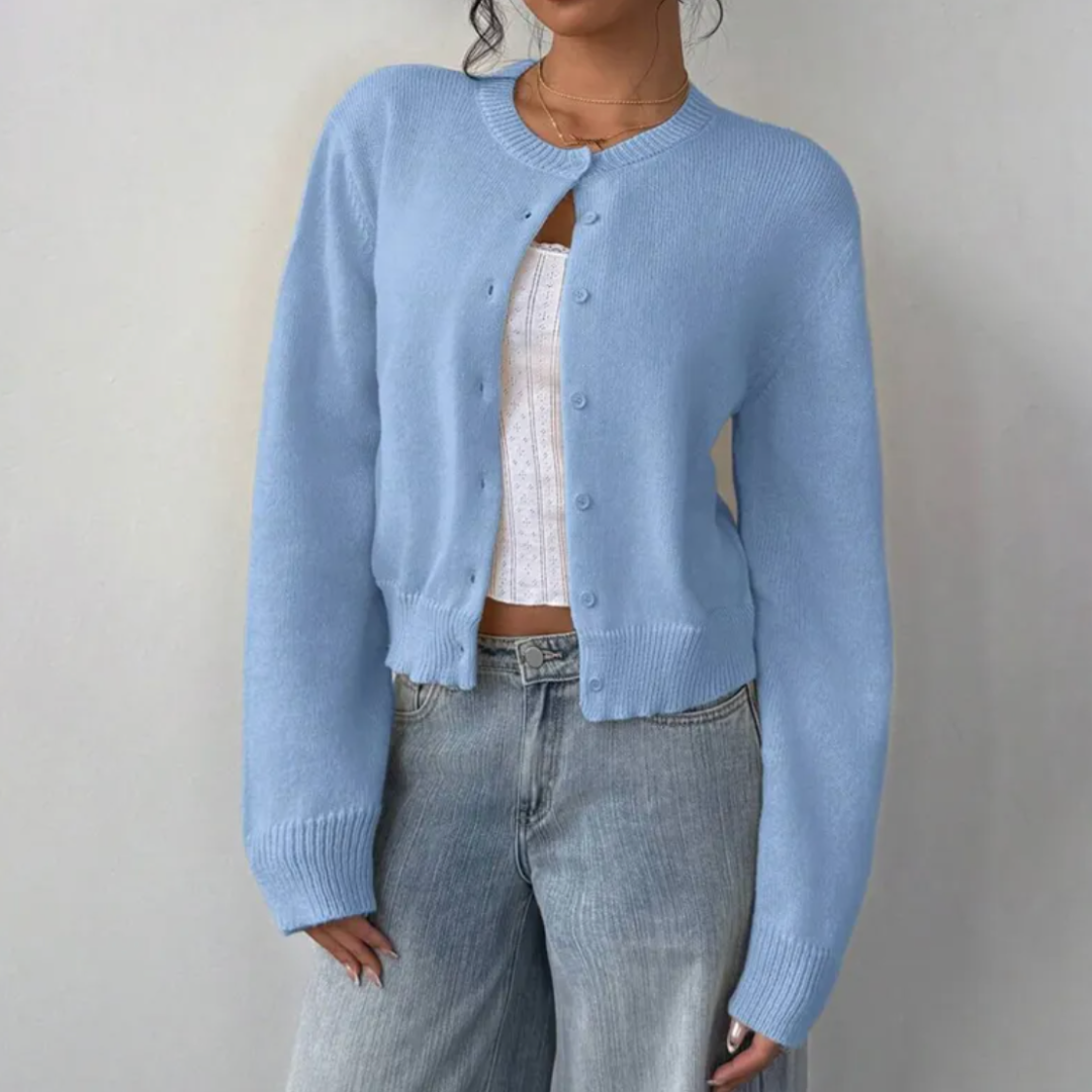 Bettina | Damen Frühlings Cardigan Mit Kragen Und Knöpfen
