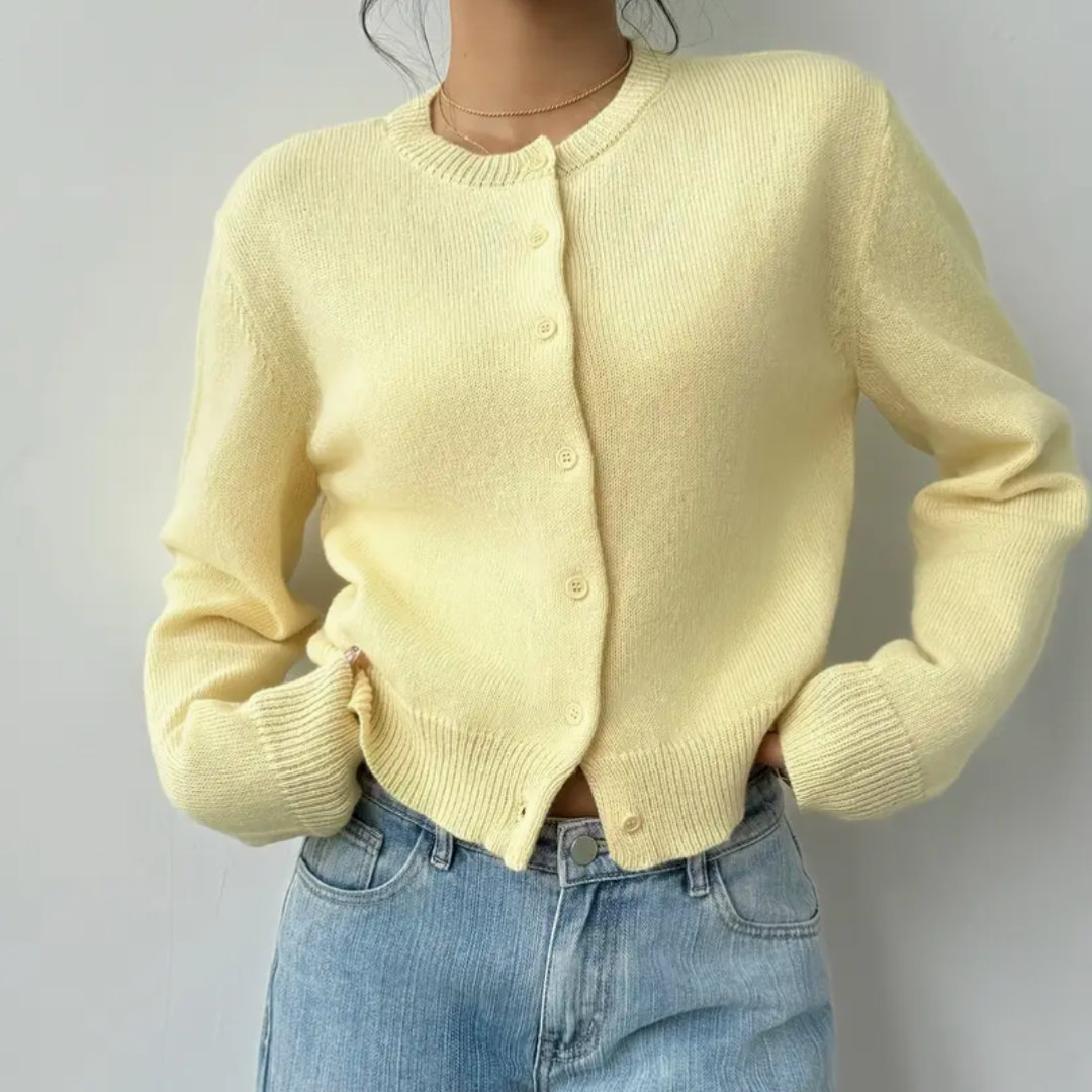 Bettina | Damen Frühlings Cardigan Mit Kragen Und Knöpfen
