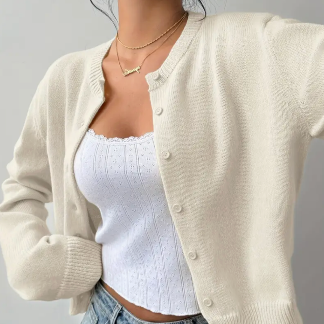 Bettina | Damen Frühlings Cardigan Mit Kragen Und Knöpfen