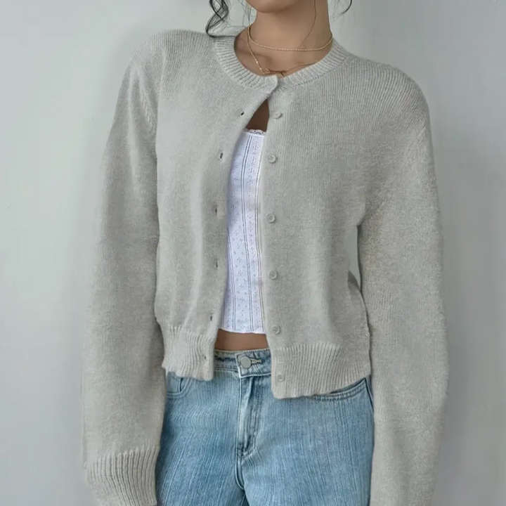 Bettina | Damen Frühlings Cardigan Mit Kragen Und Knöpfen