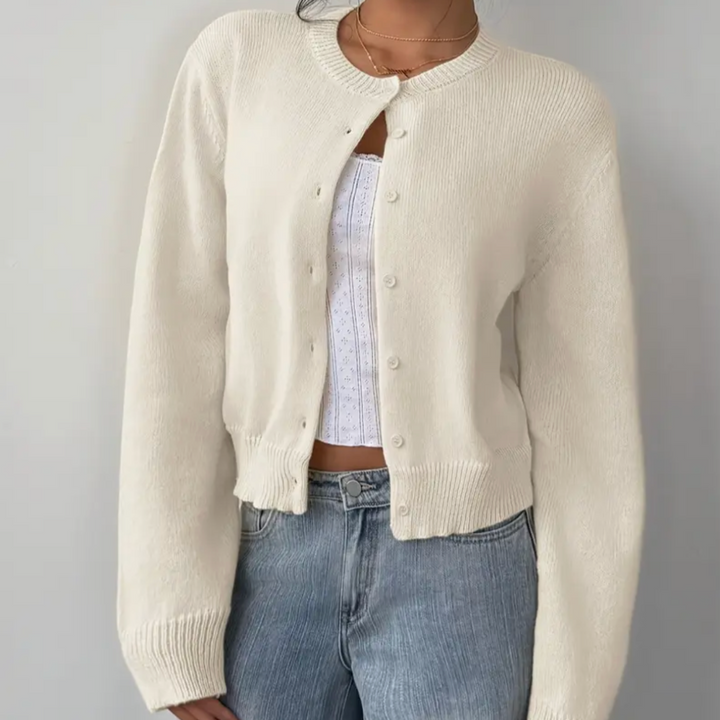 Bettina | Damen Frühlings Cardigan Mit Kragen Und Knöpfen