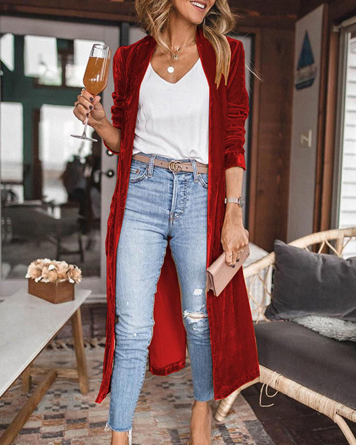 Gabriela | Damen Langärmelige Strickjacke mit offenem Vorderteil