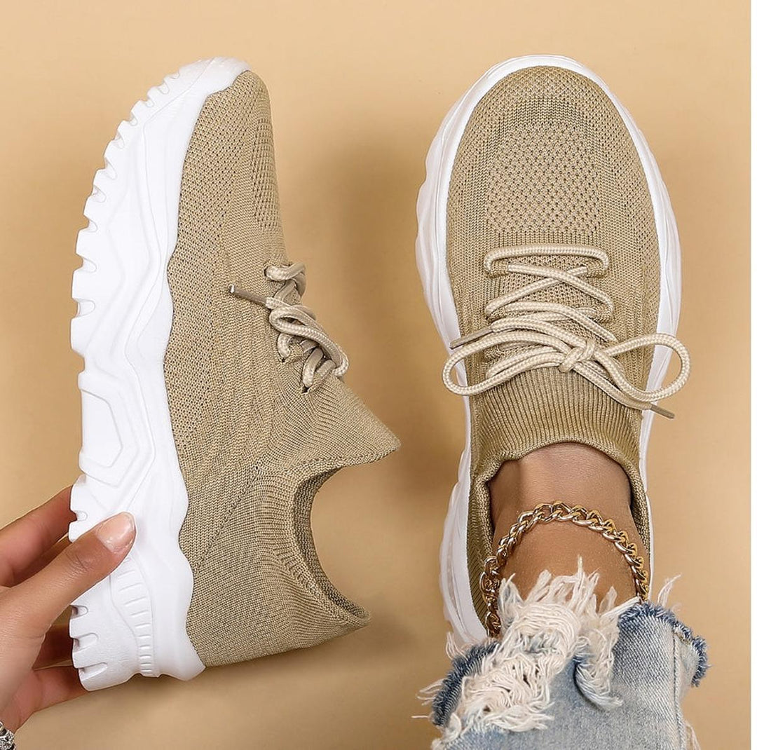 Elke | Damen Strick-Schnürschuhe für Freizeit und Spaziergänge