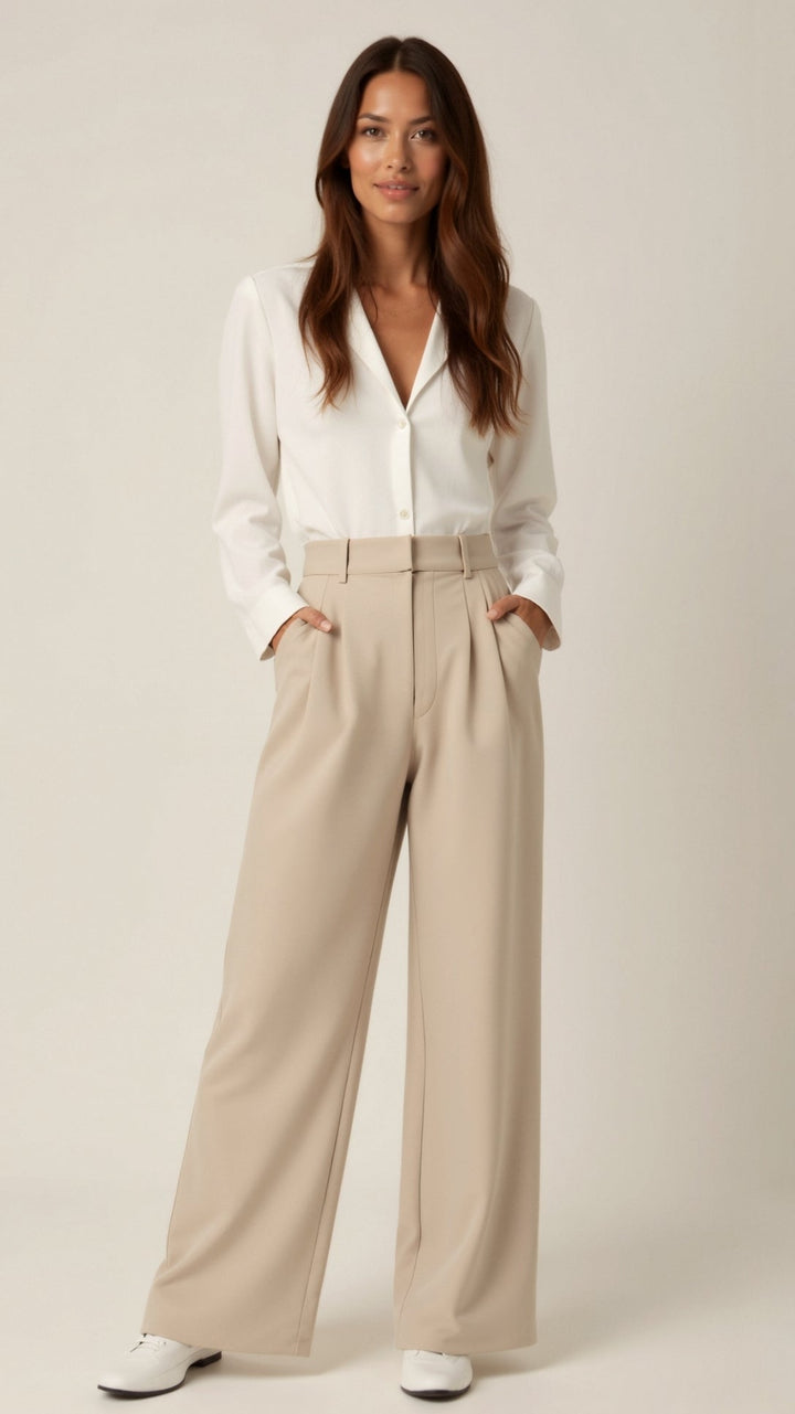 Gabriela | Damen Frühjahrs Hochtaillierte Weite Hose
