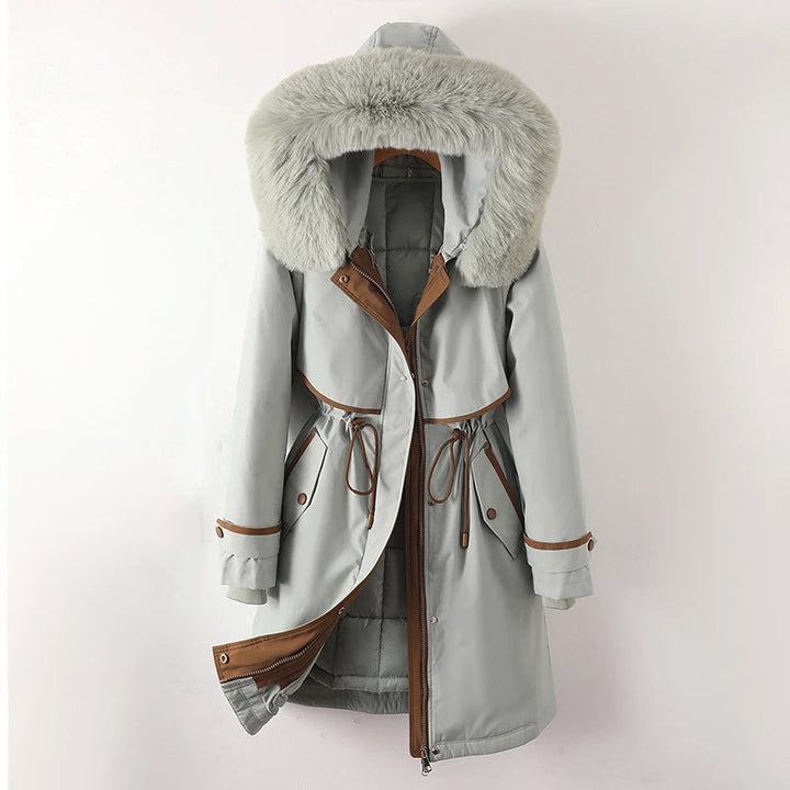 Hanna | Damen Warme, lange Jacke mit Kapuze