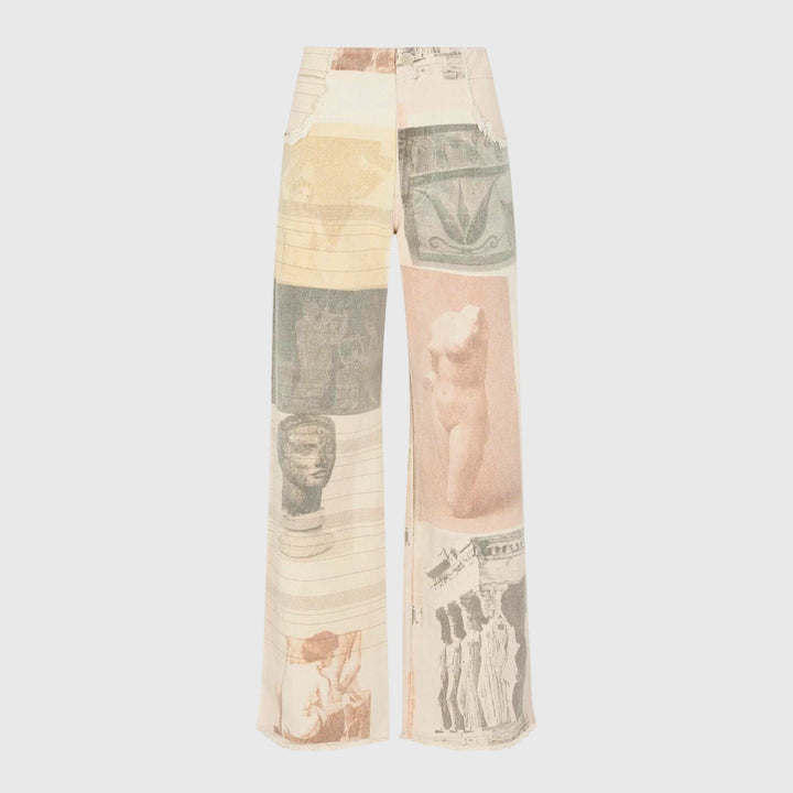 Tanja | Damen Vintage-Jeans mit Hoher Taille und Print