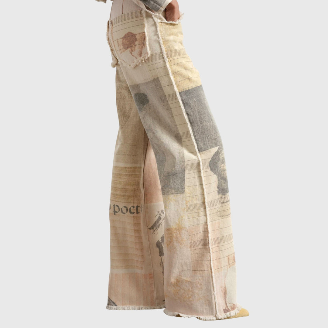 Tanja | Damen Vintage-Jeans mit Hoher Taille und Print