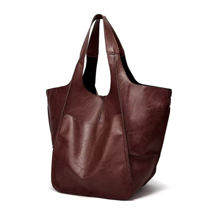 Übergroße Damen Tote Bag aus Veganleder mit Magnetverschluss - Espresso