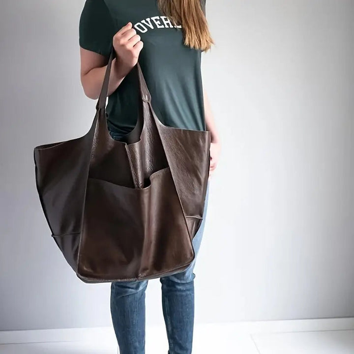 Übergroße Damen Tote Bag aus Veganleder mit Magnetverschluss