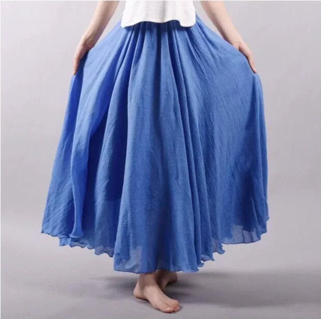 Boho Maxi Rock Hohe Taille Schwingend Baumwolle