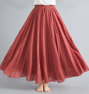 Boho Maxi Rock Hohe Taille Schwingend Baumwolle - Altrosa