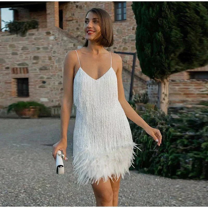 Cocktailkleid Mini Pailletten Träger Bodycon